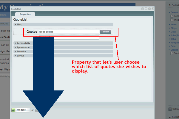  control that let's user select which category of quotes to display